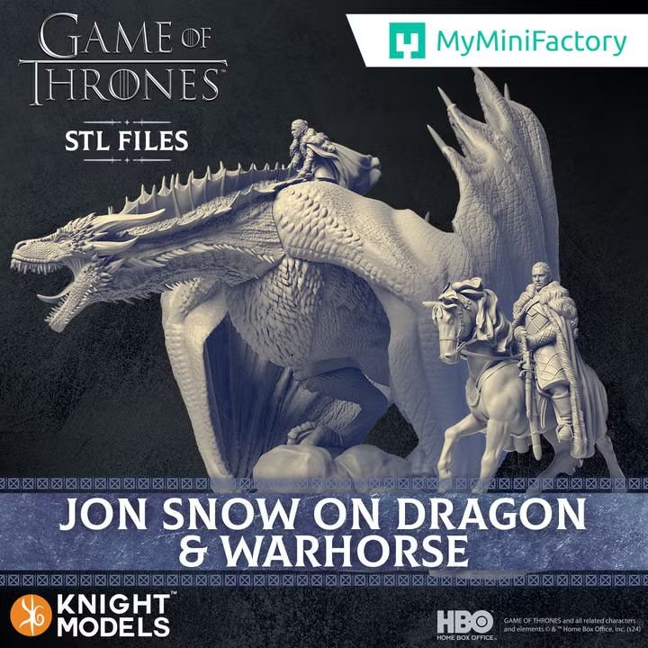 Jon Snow a lomos de su dragón, figura de Game of Thrones